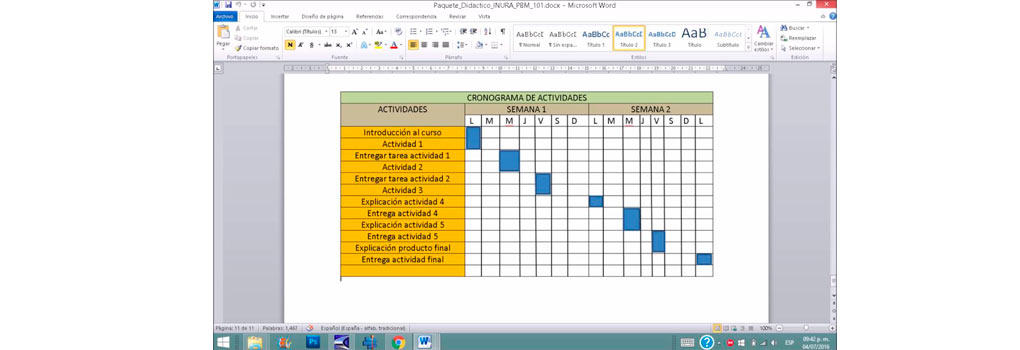 Cómo Hacer un Cronograma de Actividades en Word