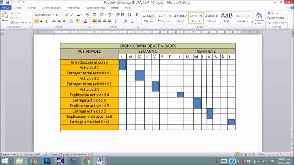 Hacer un Cronograma de Actividades Planifica el Tiempo